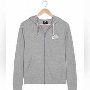 Nike Women’s Large Gray Zip Up Hoodie Sweatshirt – Lightweight Soft Cotton Blend